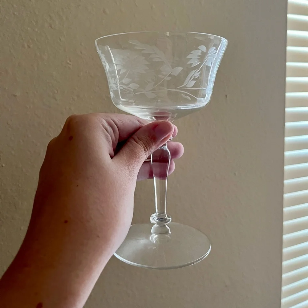 Etched Crystal Sherbet Glass